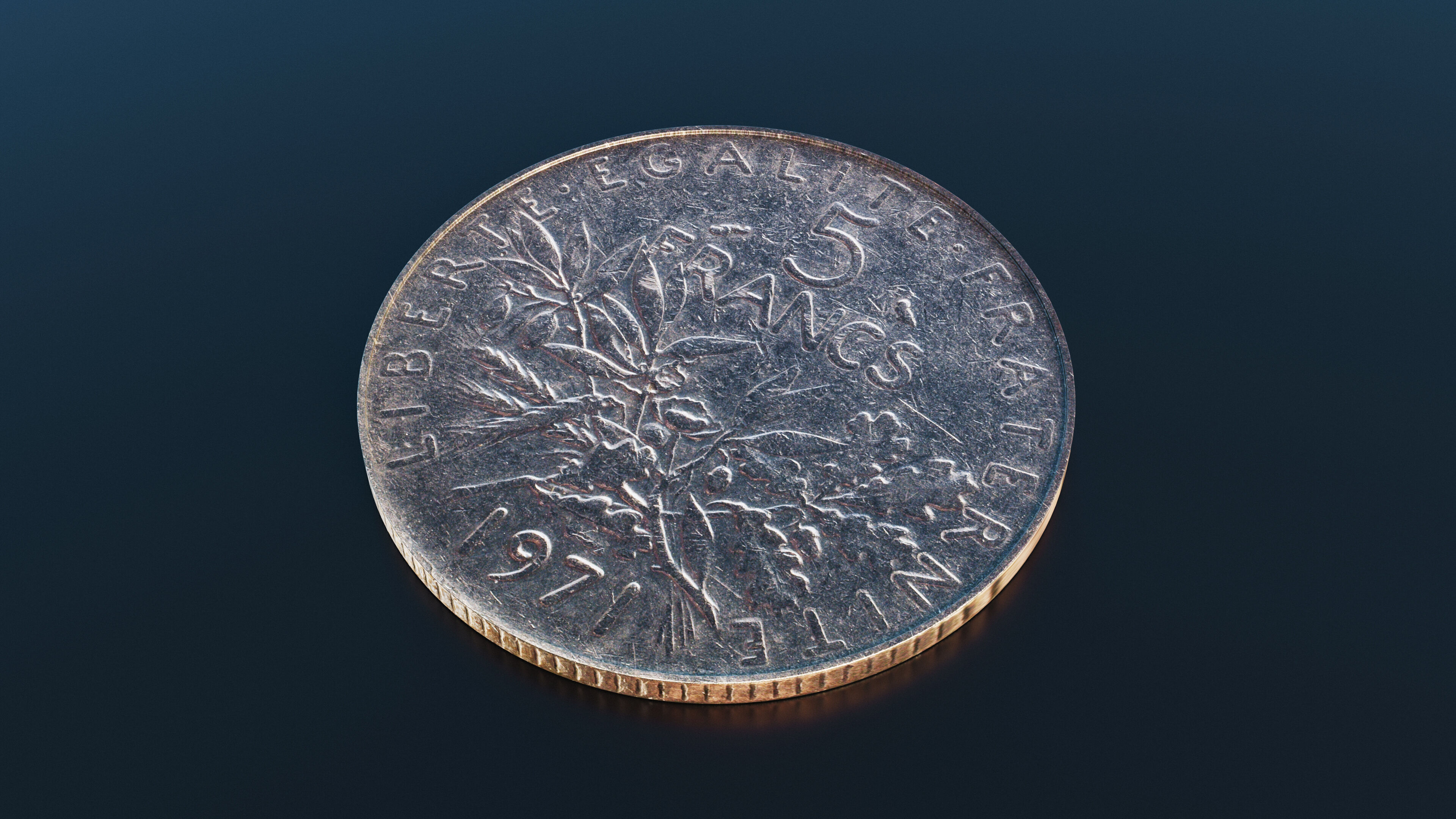 Francs coin Low-poly 3D model_3