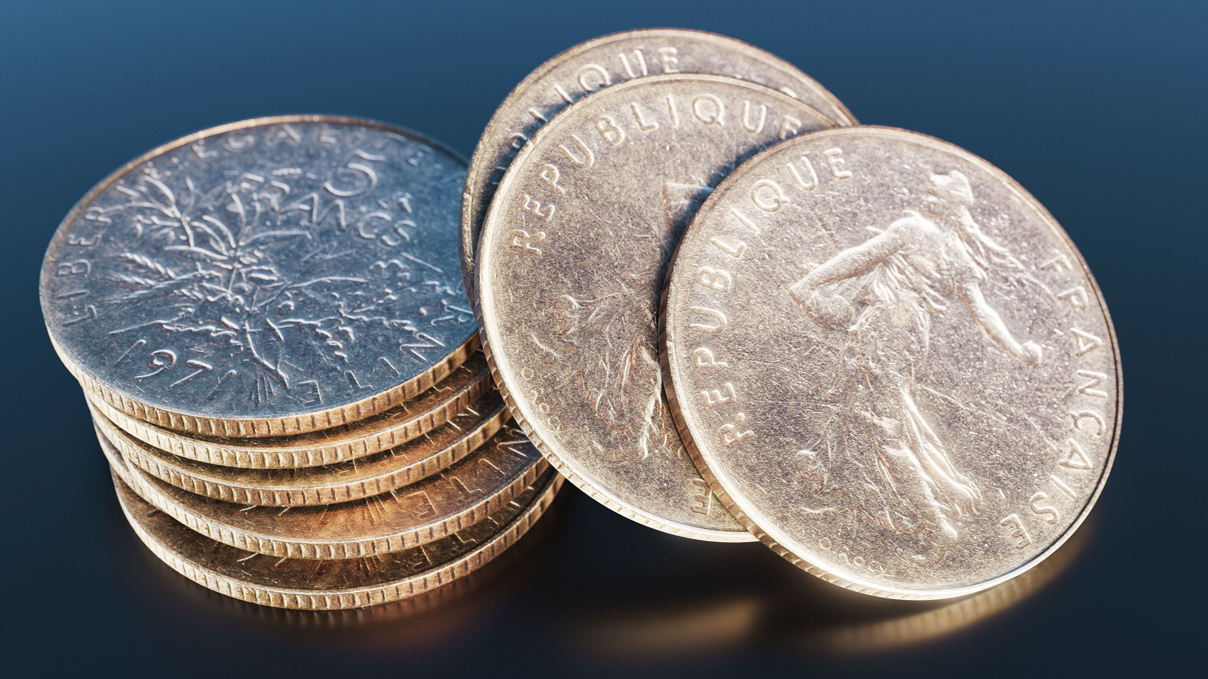 Francs coin Low-poly 3D model_2