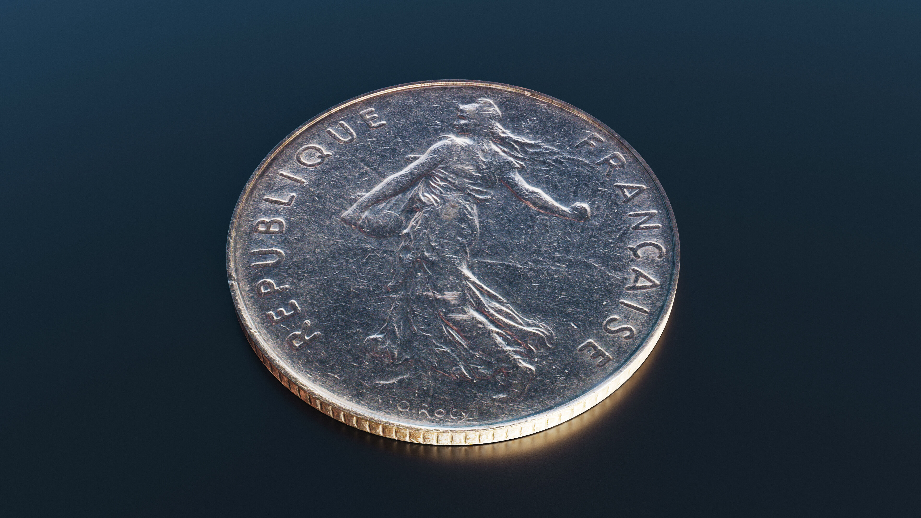 Francs coin Low-poly 3D model_4