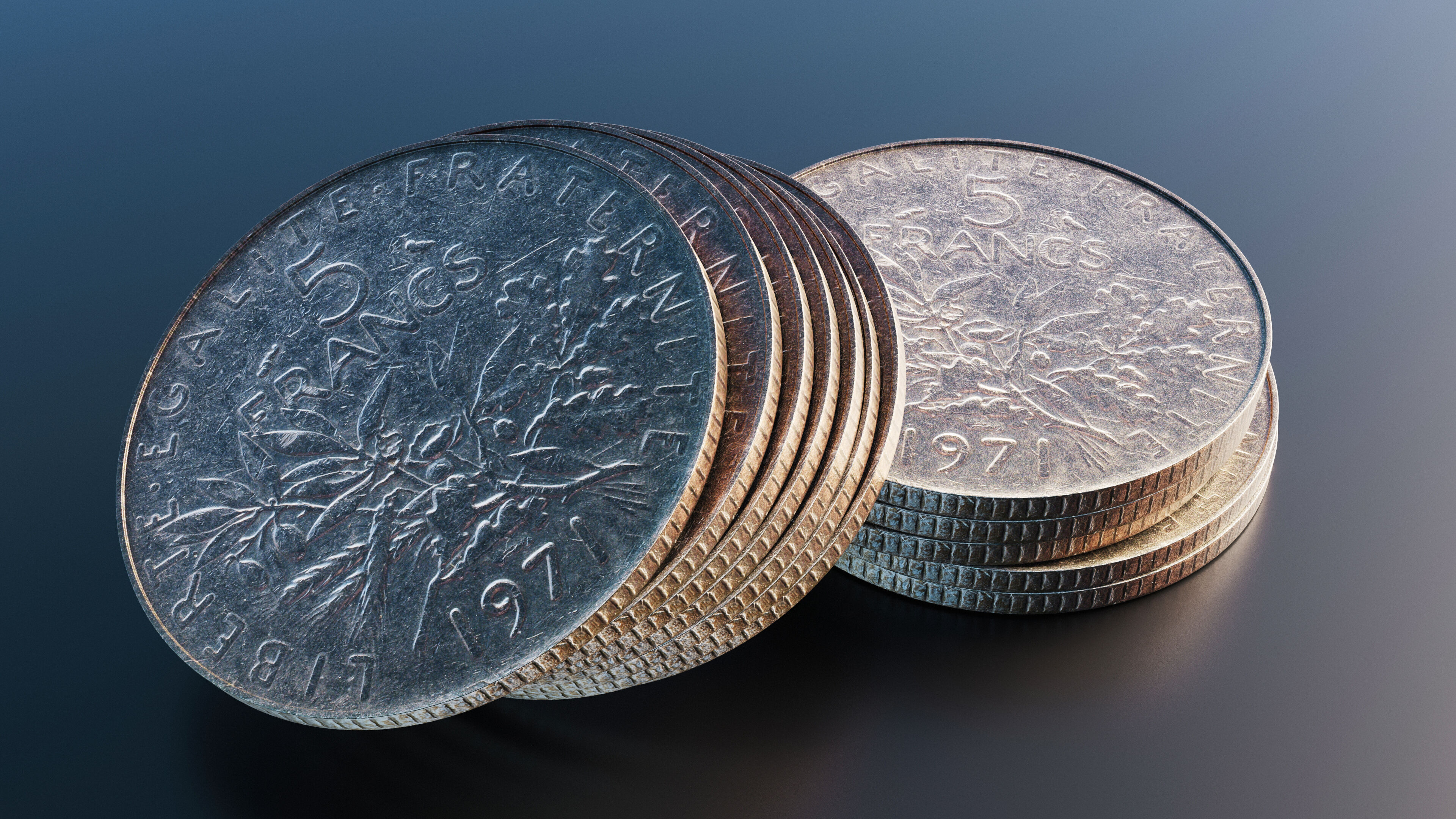 Francs coin Low-poly 3D model_8