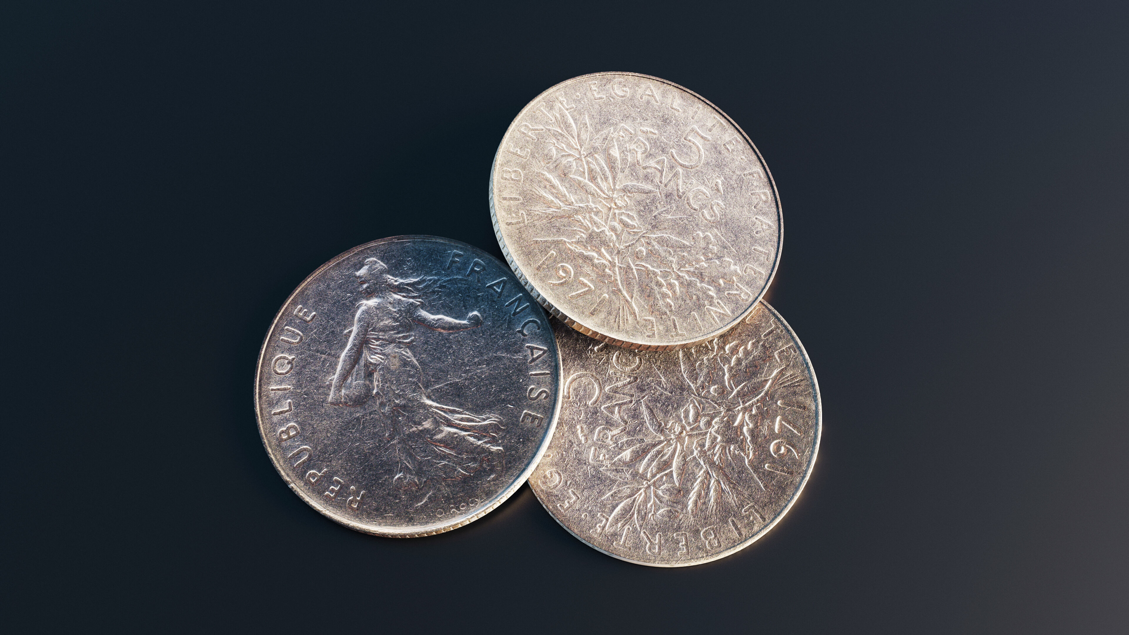 Francs coin Low-poly 3D model_10