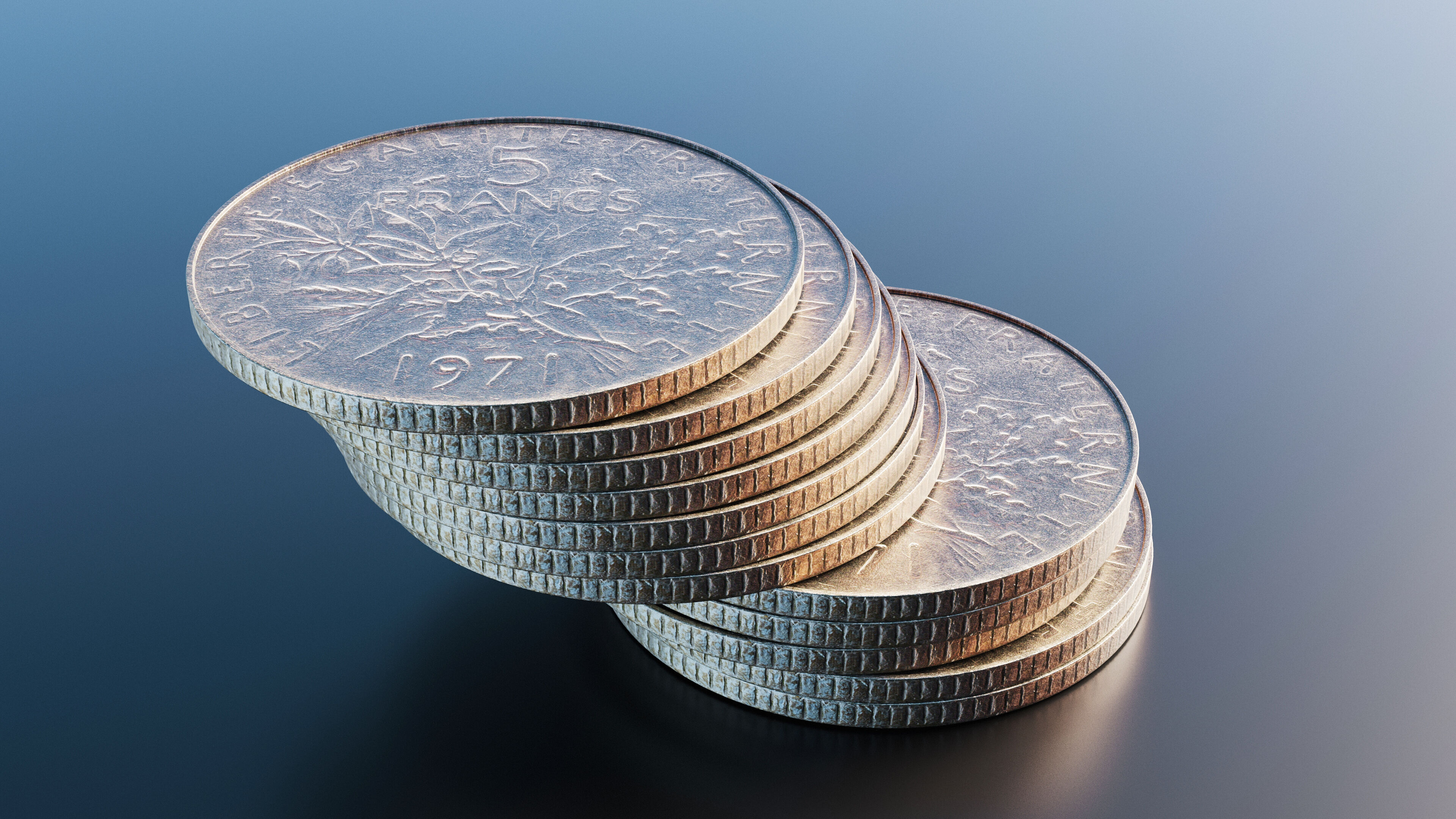 Francs coin Low-poly 3D model_7