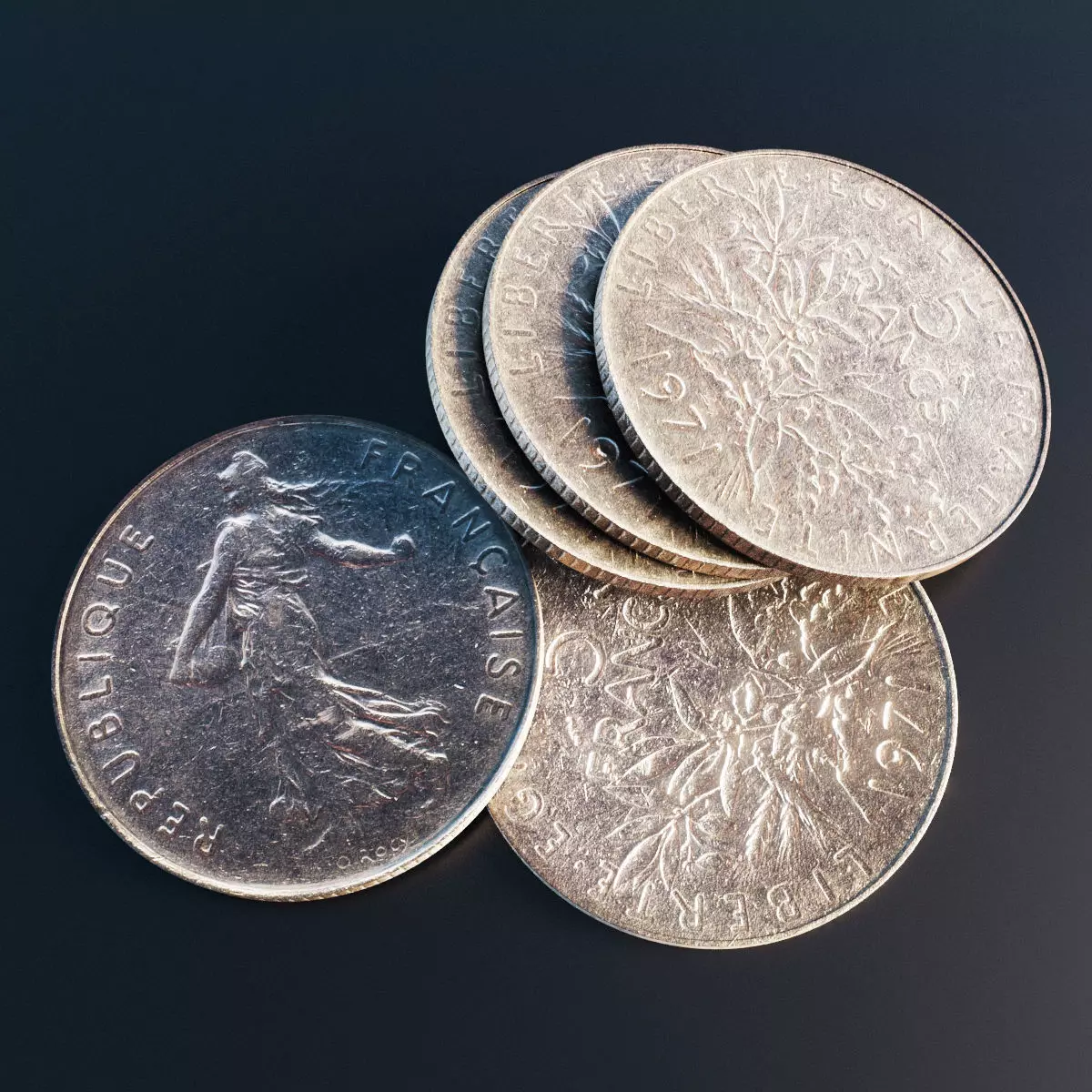 Francs coin Low-poly 3D model_0