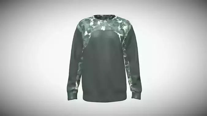 Men Sweatshirt With Camo Print In Low Poly
