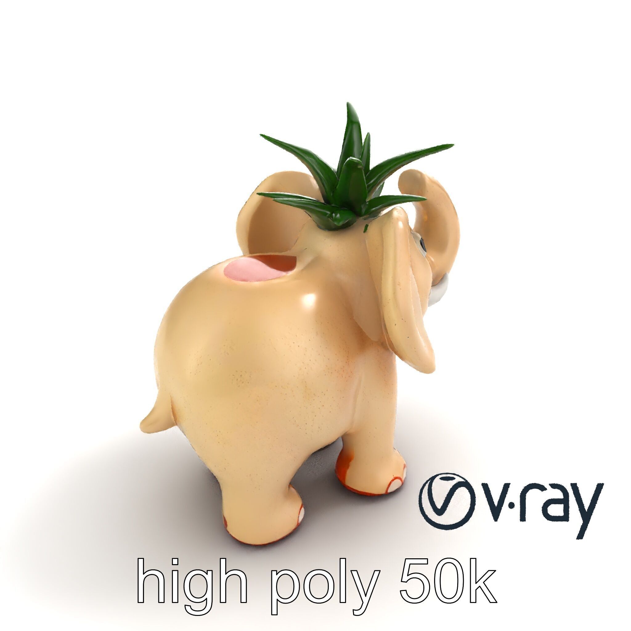 Charming Elephant Pot Sculpture model pack Low-poly 3D model_22