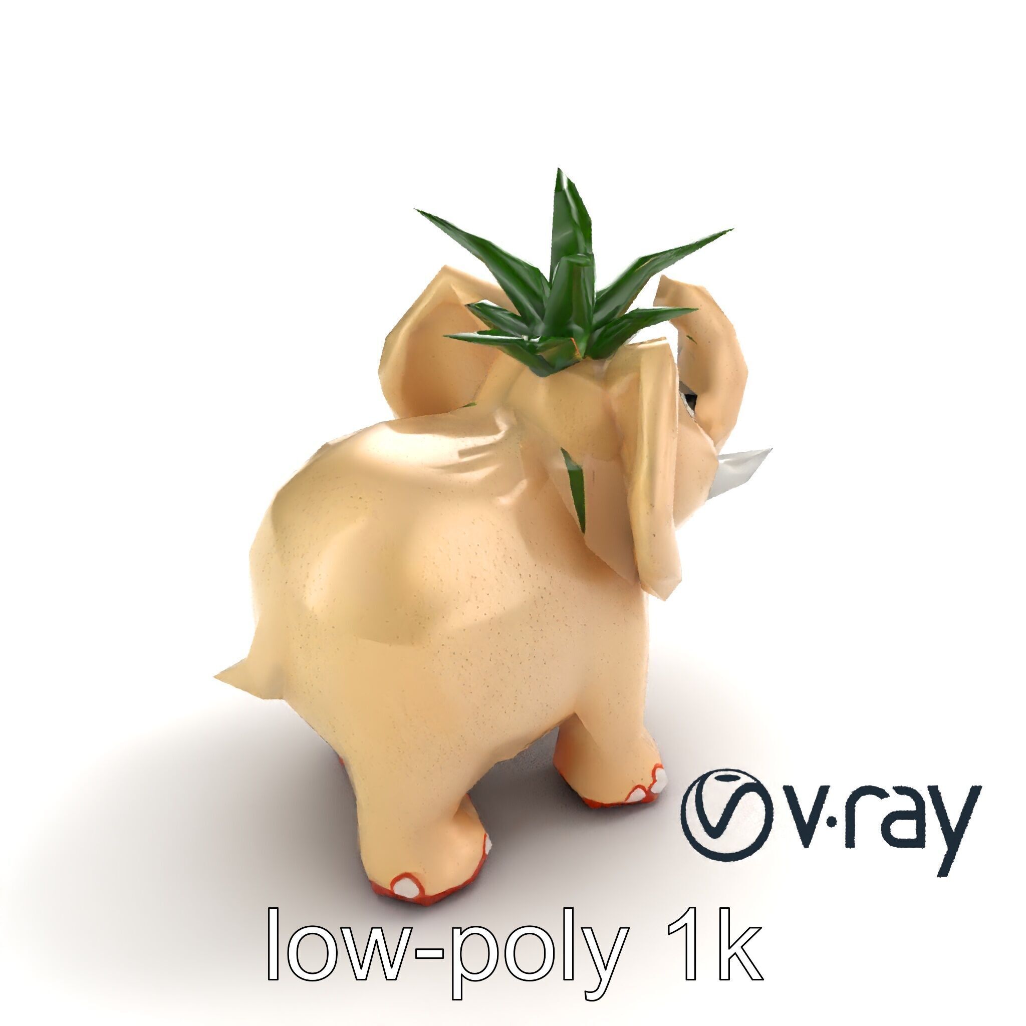 Charming Elephant Pot Sculpture model pack Low-poly 3D model_9