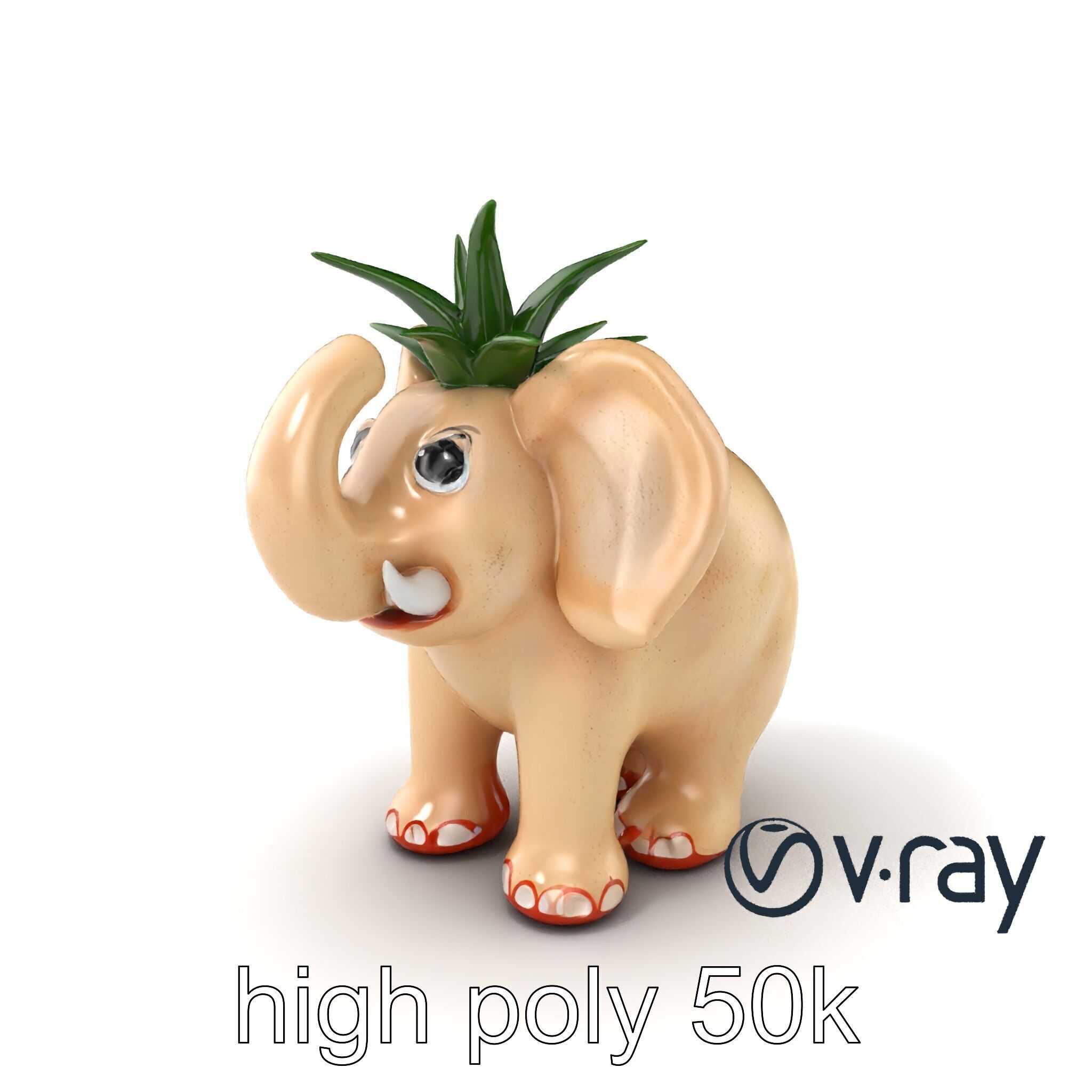 Charming Elephant Pot Sculpture model pack Low-poly 3D model_2