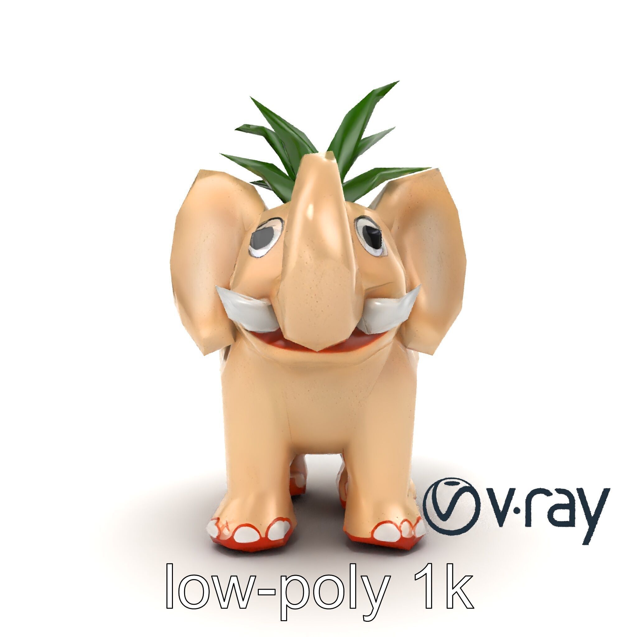 Charming Elephant Pot Sculpture model pack Low-poly 3D model_18
