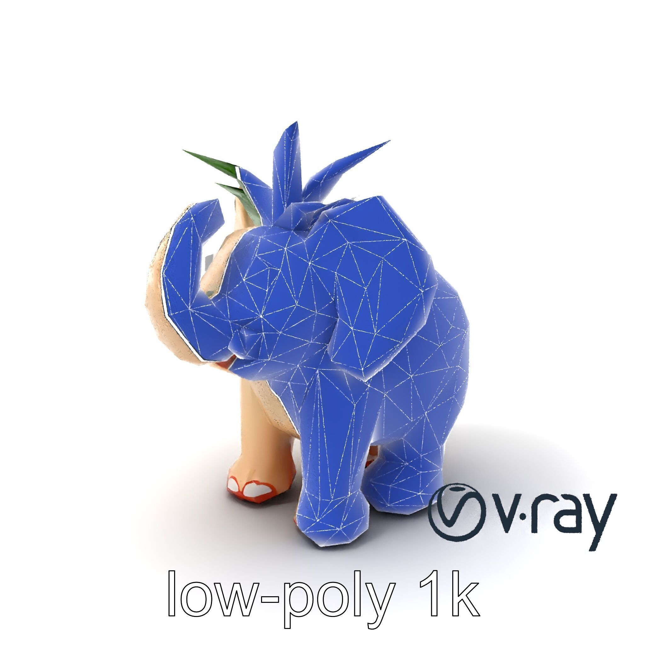Charming Elephant Pot Sculpture model pack Low-poly 3D model_7
