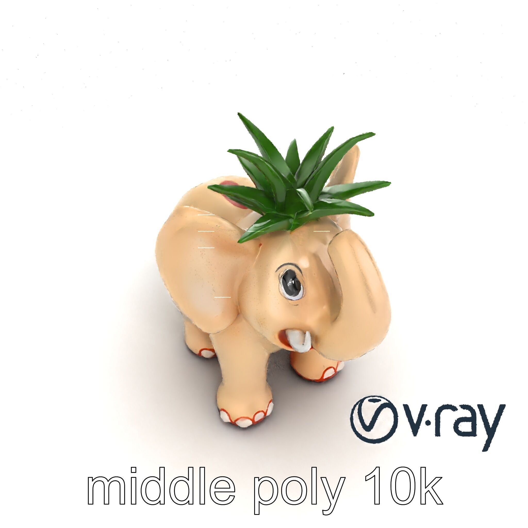 Charming Elephant Pot Sculpture model pack Low-poly 3D model_24