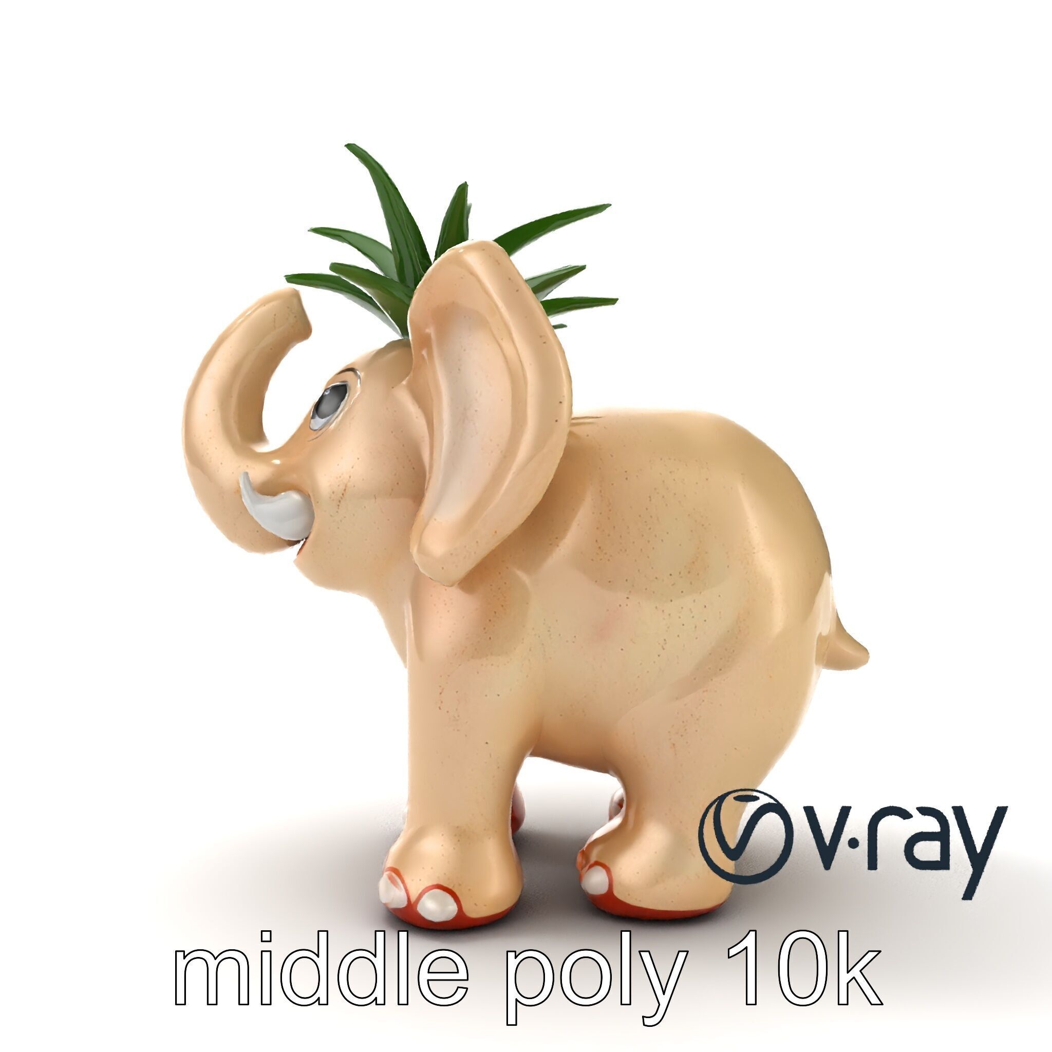 Charming Elephant Pot Sculpture model pack Low-poly 3D model_14