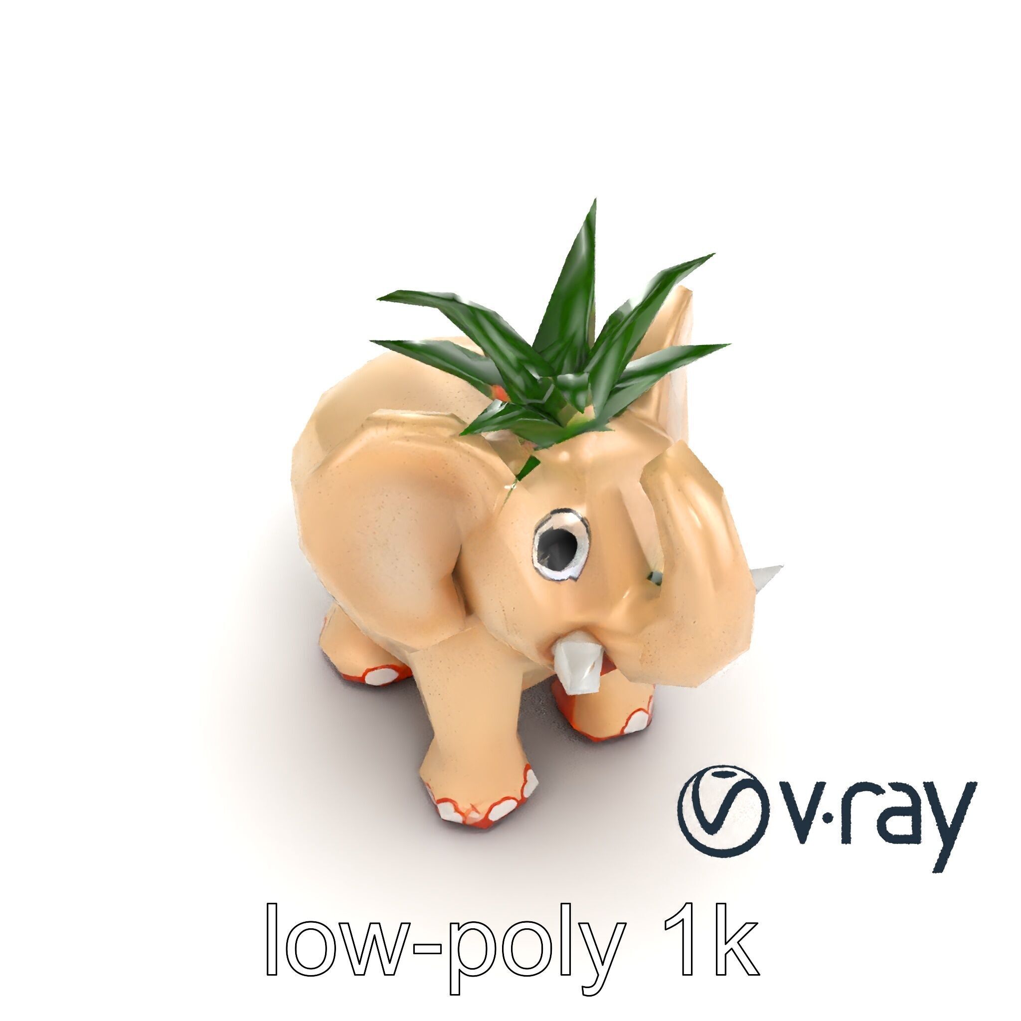 Charming Elephant Pot Sculpture model pack Low-poly 3D model_31