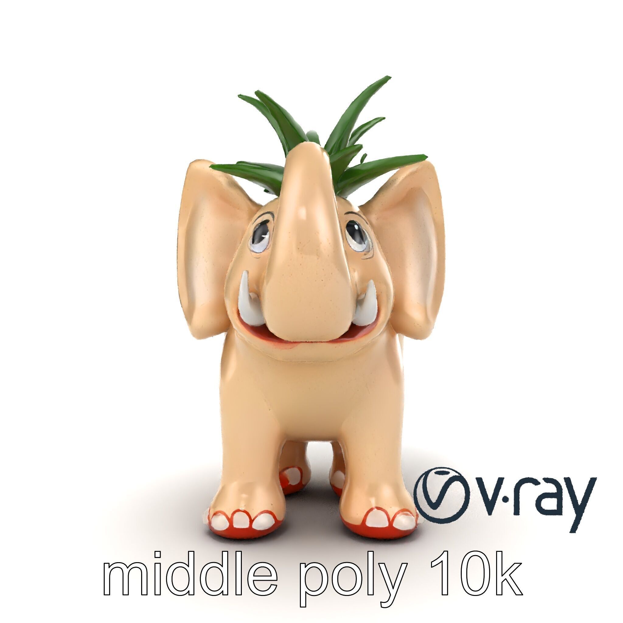 Charming Elephant Pot Sculpture model pack Low-poly 3D model_15