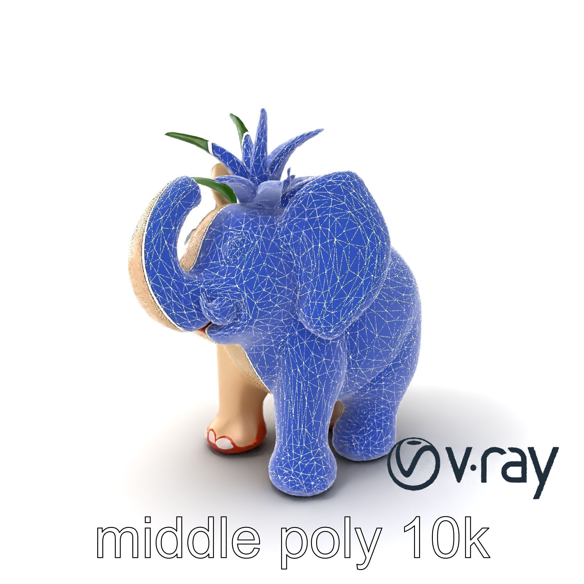 Charming Elephant Pot Sculpture model pack Low-poly 3D model_6