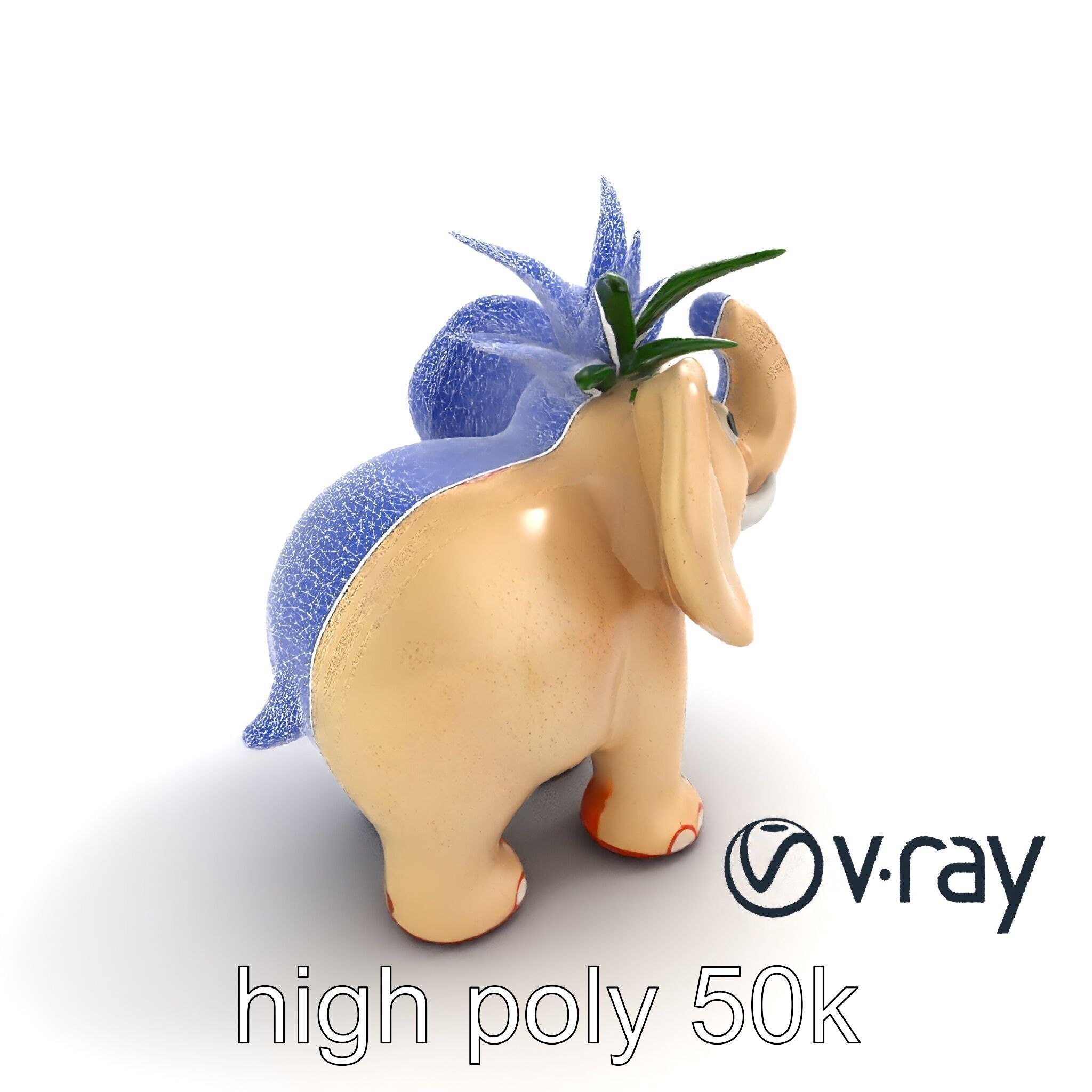 Charming Elephant Pot Sculpture model pack Low-poly 3D model_21