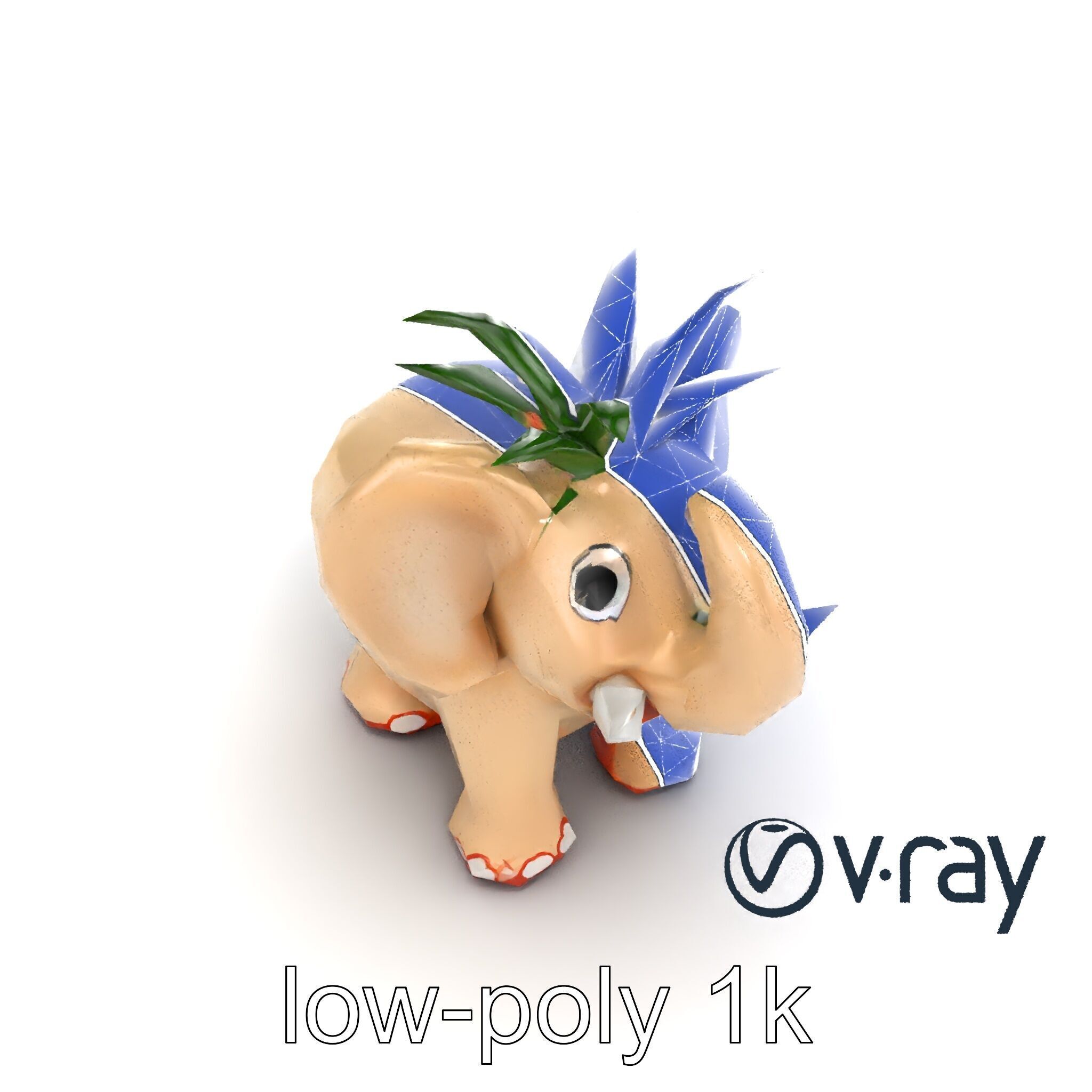 Charming Elephant Pot Sculpture model pack Low-poly 3D model_30