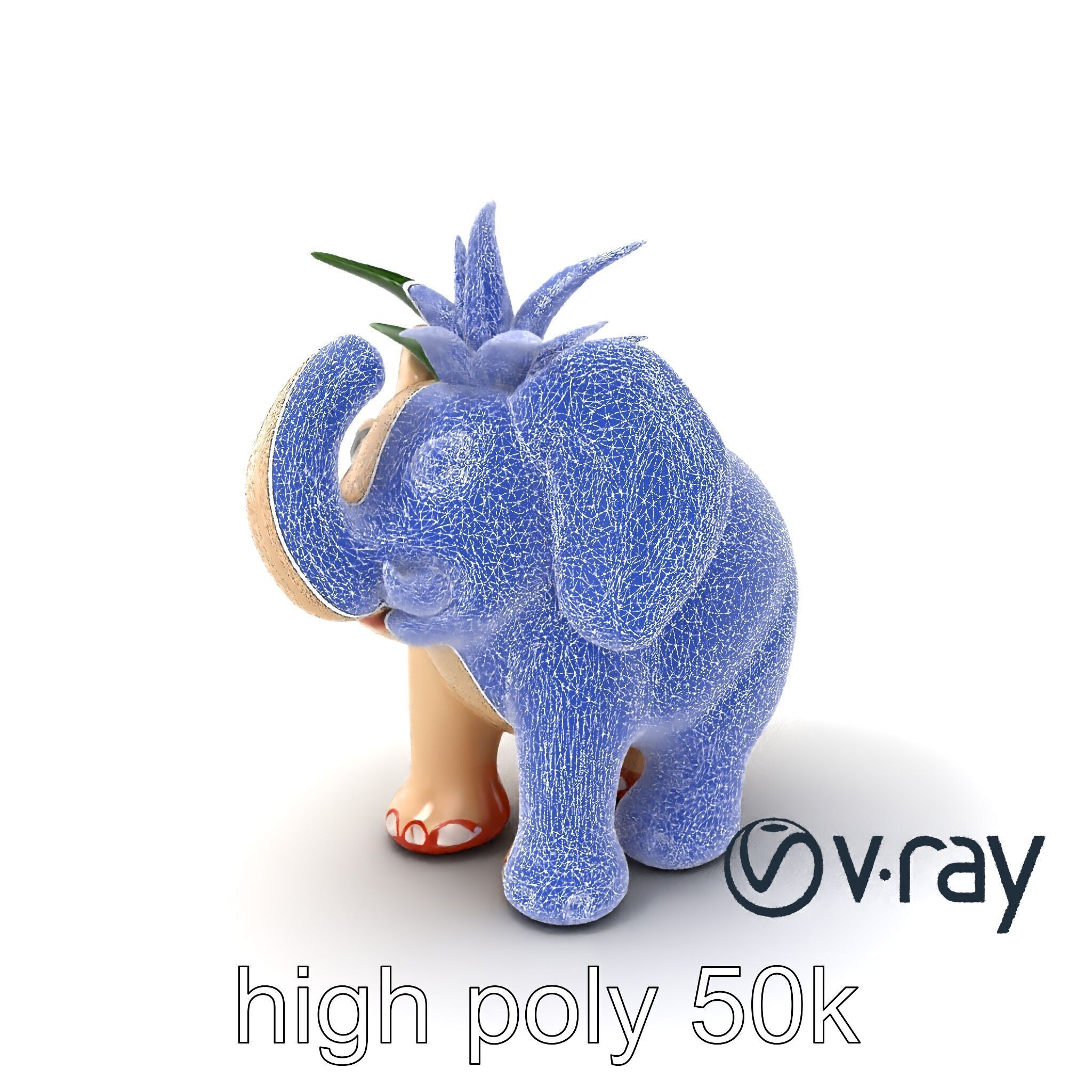 Charming Elephant Pot Sculpture model pack Low-poly 3D model_10