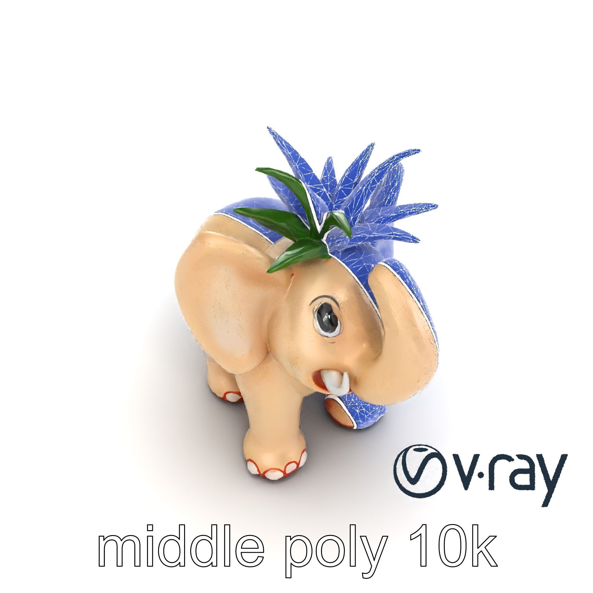 Charming Elephant Pot Sculpture model pack Low-poly 3D model_20