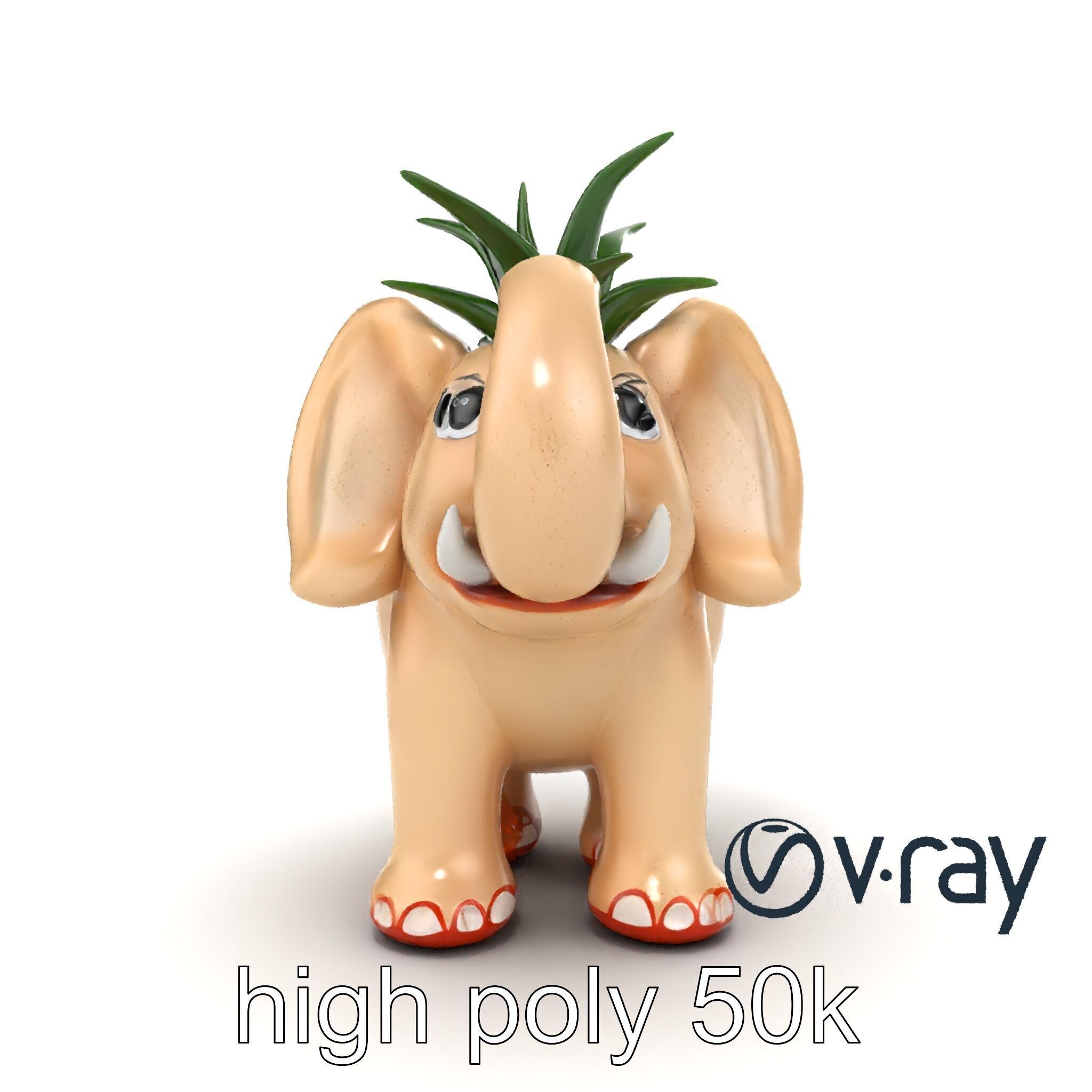 Charming Elephant Pot Sculpture model pack Low-poly 3D model_13