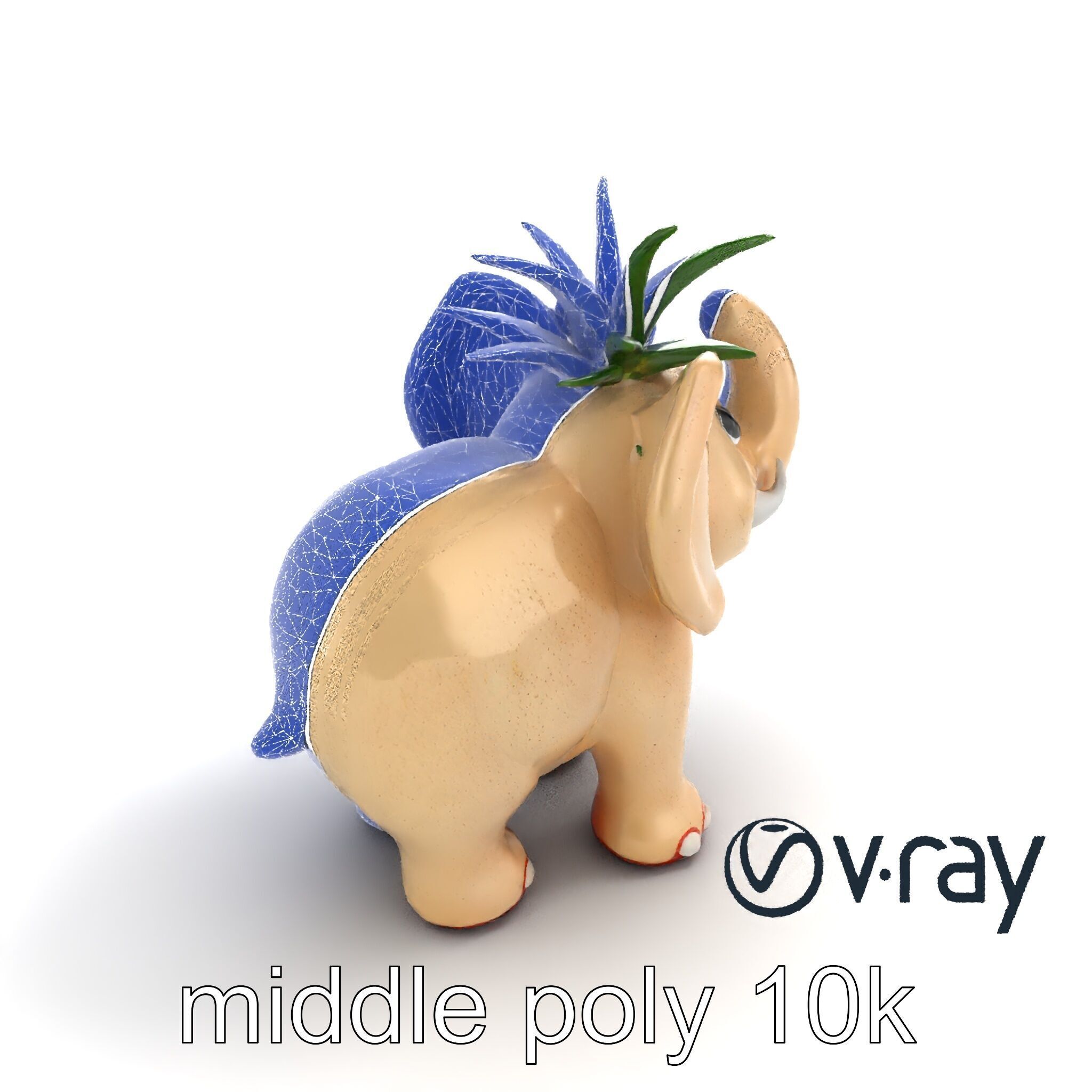 Charming Elephant Pot Sculpture model pack Low-poly 3D model_11