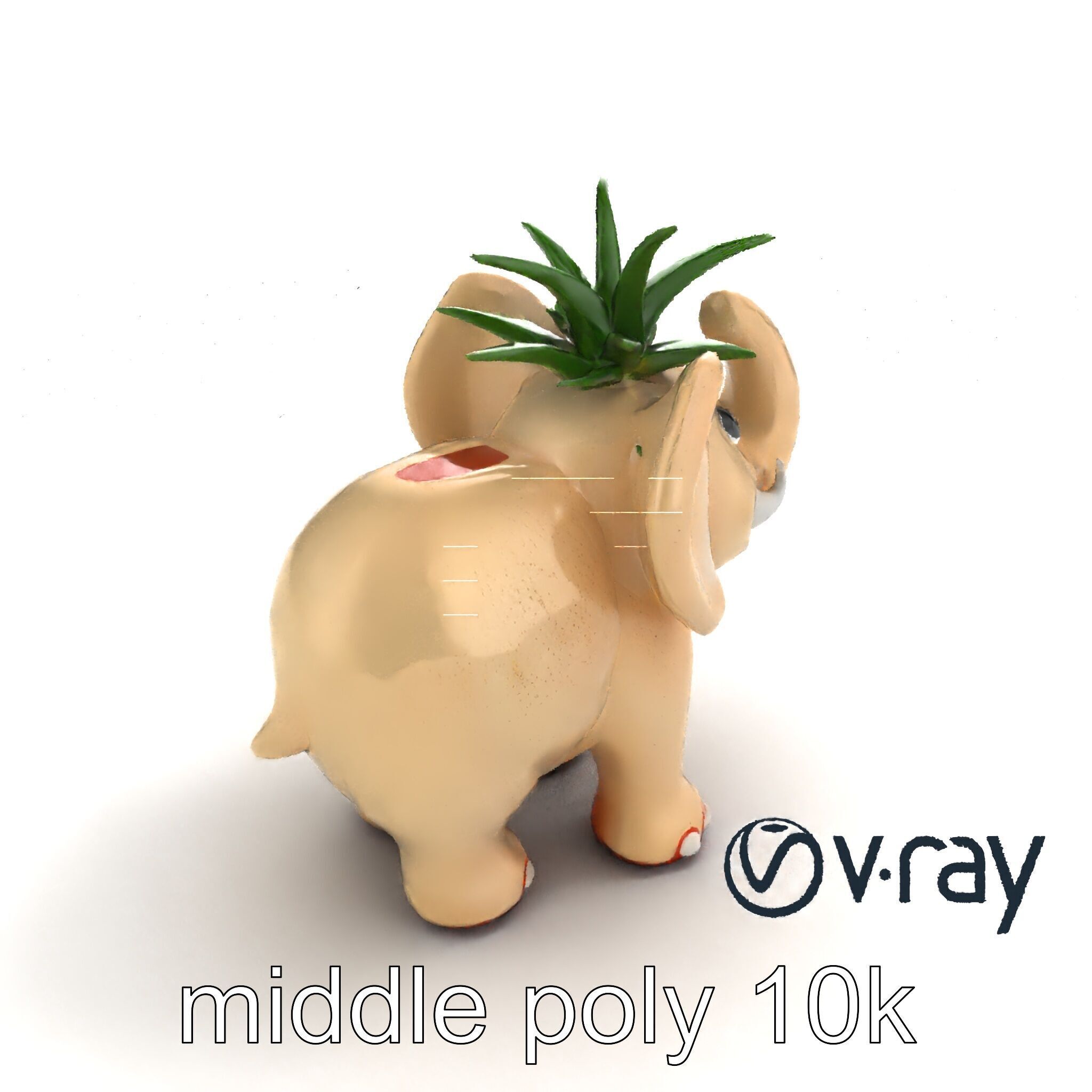 Charming Elephant Pot Sculpture model pack Low-poly 3D model_8