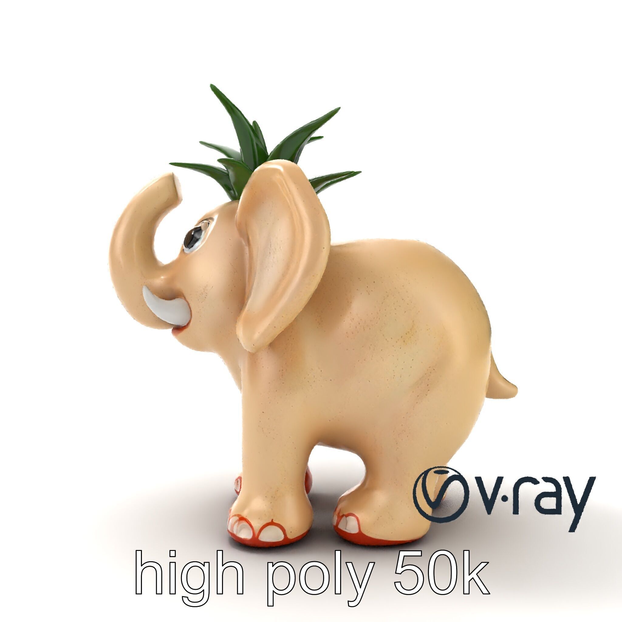 Charming Elephant Pot Sculpture model pack Low-poly 3D model_19