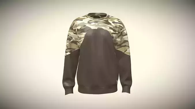 Men Sweatshirt With Camo In Low Poly