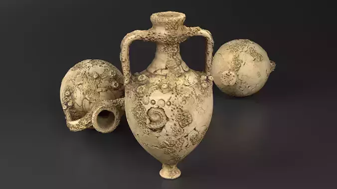Antique Clay Amphora - Ancient Pottery Low-poly 3D model