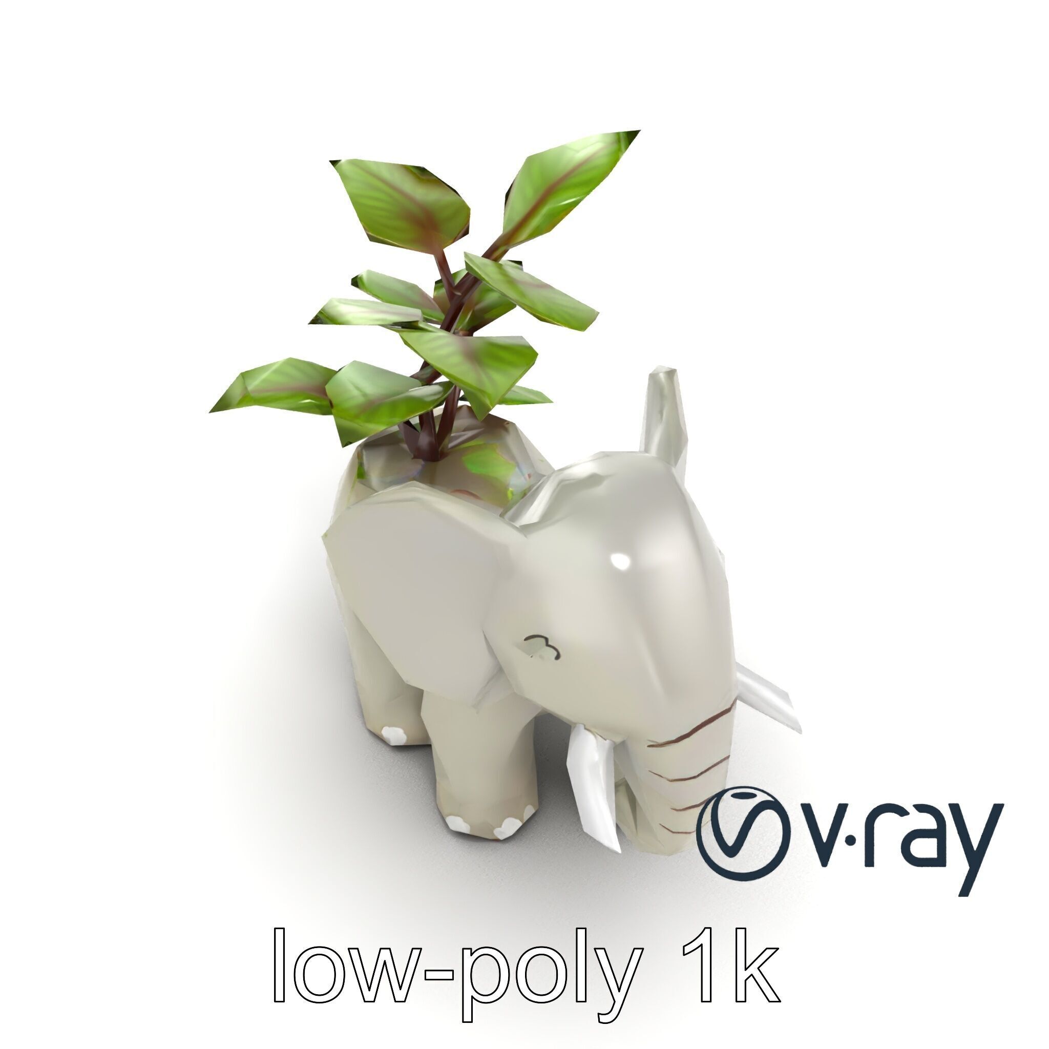 Cartoon Elephant Planter Holder model pack Low-poly 3D model_27