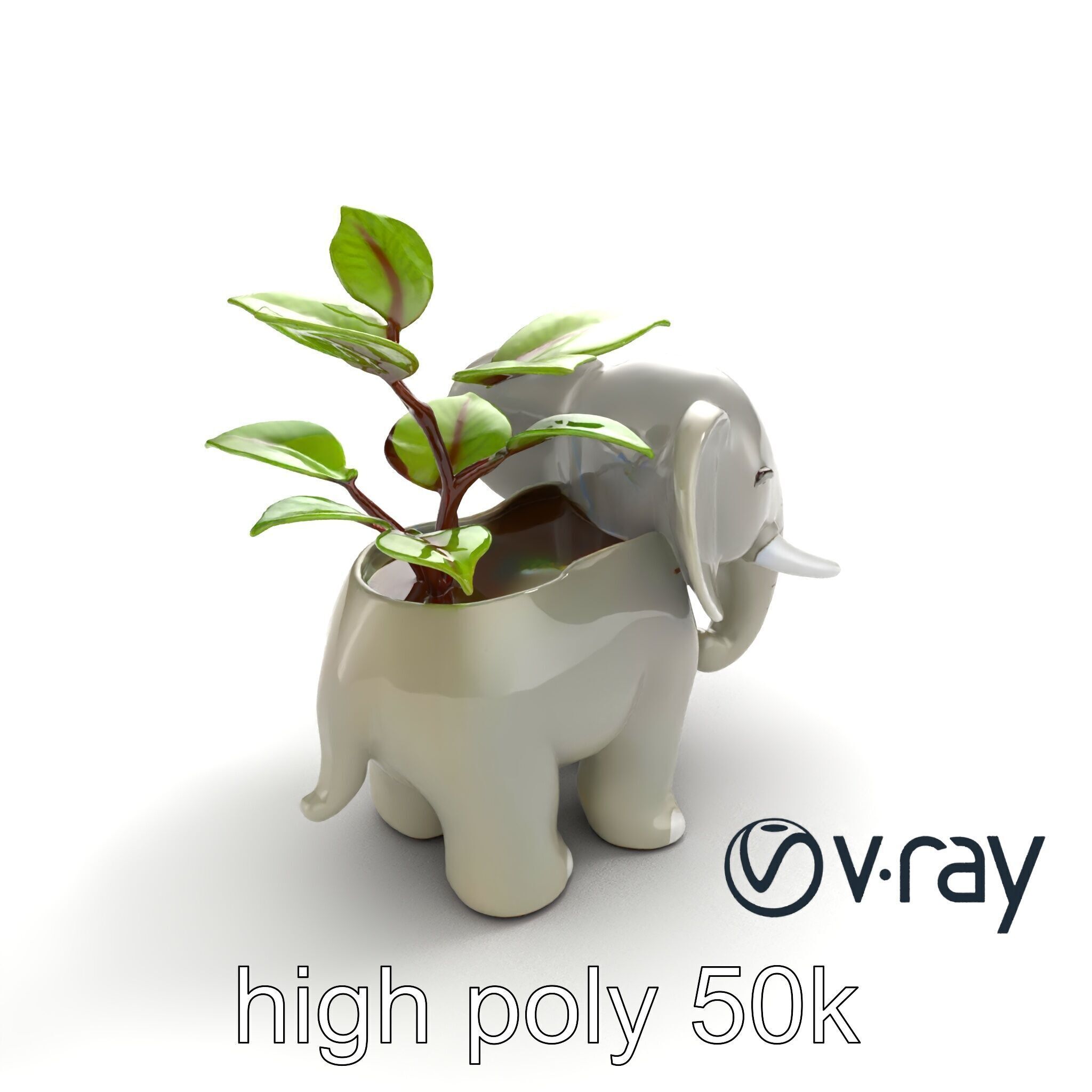 Cartoon Elephant Planter Holder model pack Low-poly 3D model_9