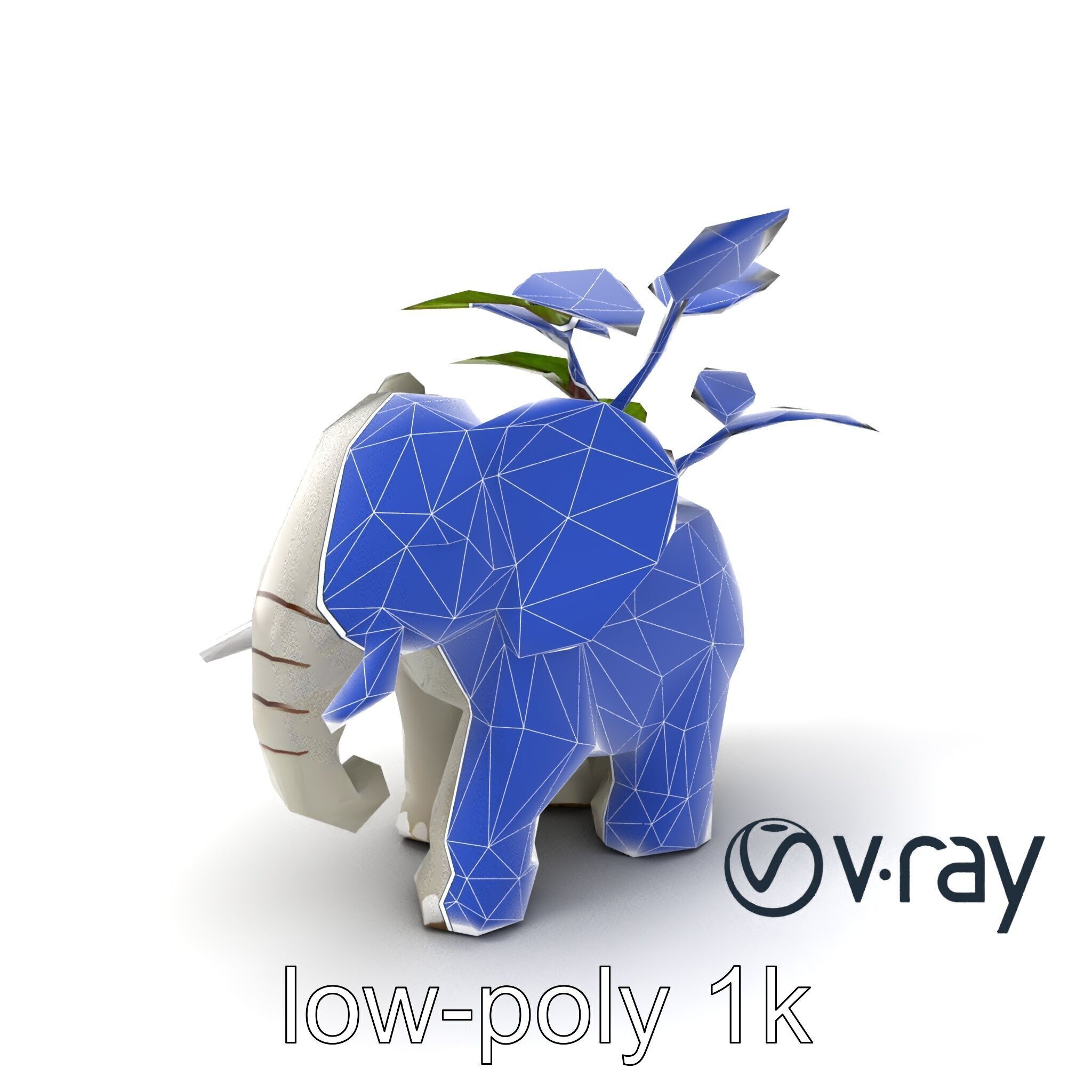 Cartoon Elephant Planter Holder model pack Low-poly 3D model_6
