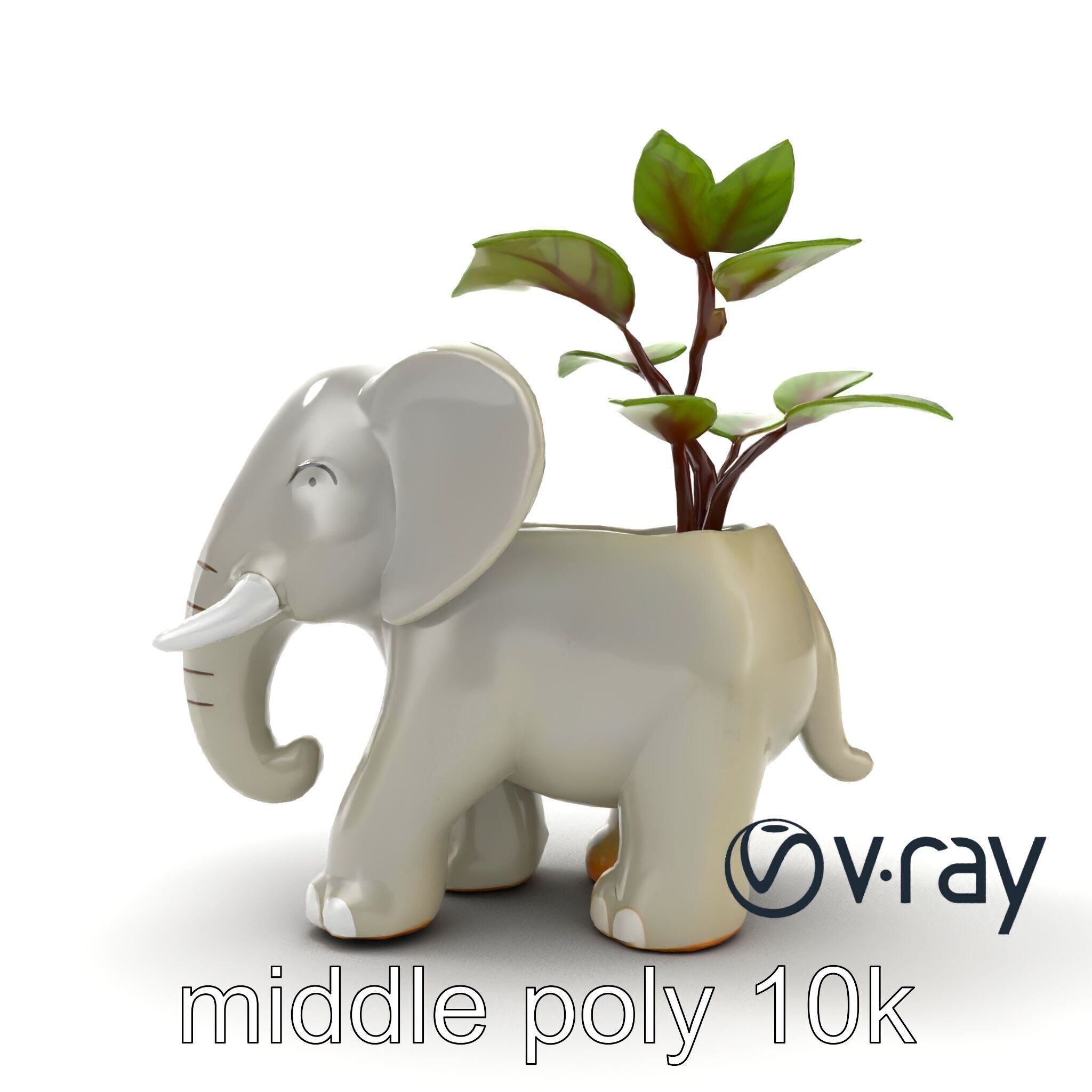 Cartoon Elephant Planter Holder model pack Low-poly 3D model_12