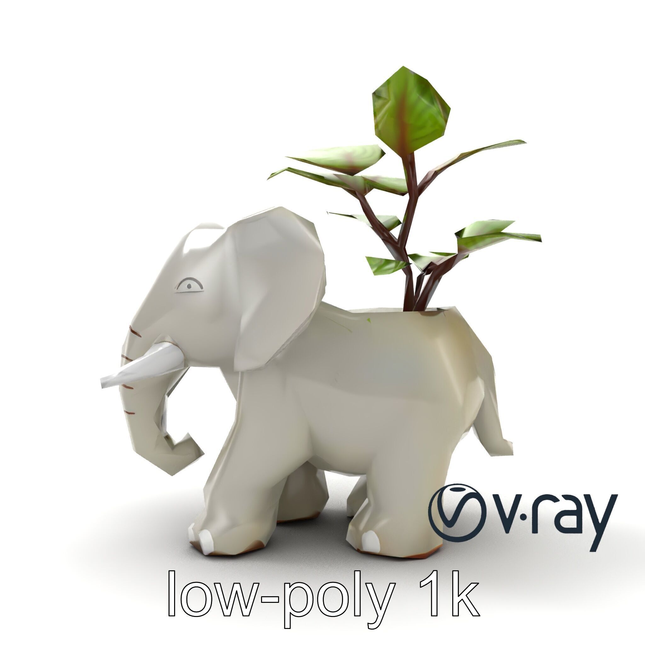 Cartoon Elephant Planter Holder model pack Low-poly 3D model_15