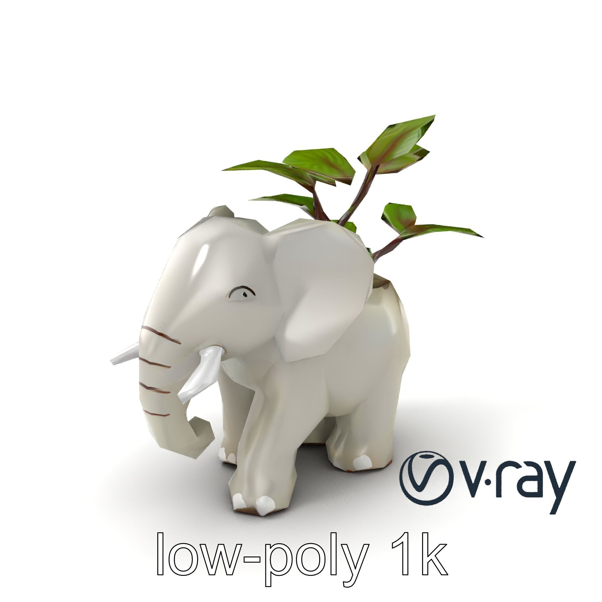 Cartoon Elephant Planter Holder model pack Low-poly 3D model_4