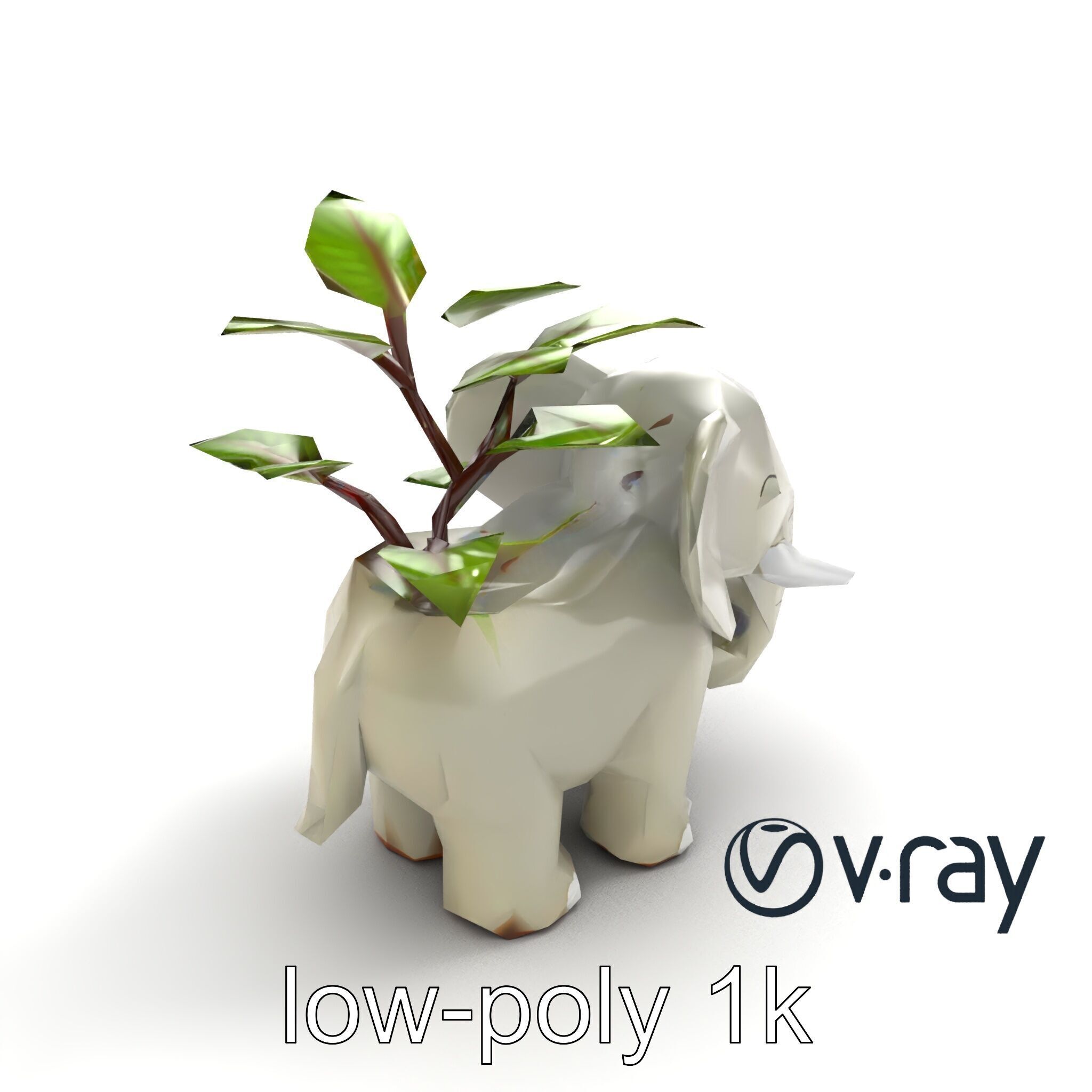 Cartoon Elephant Planter Holder model pack Low-poly 3D model_8