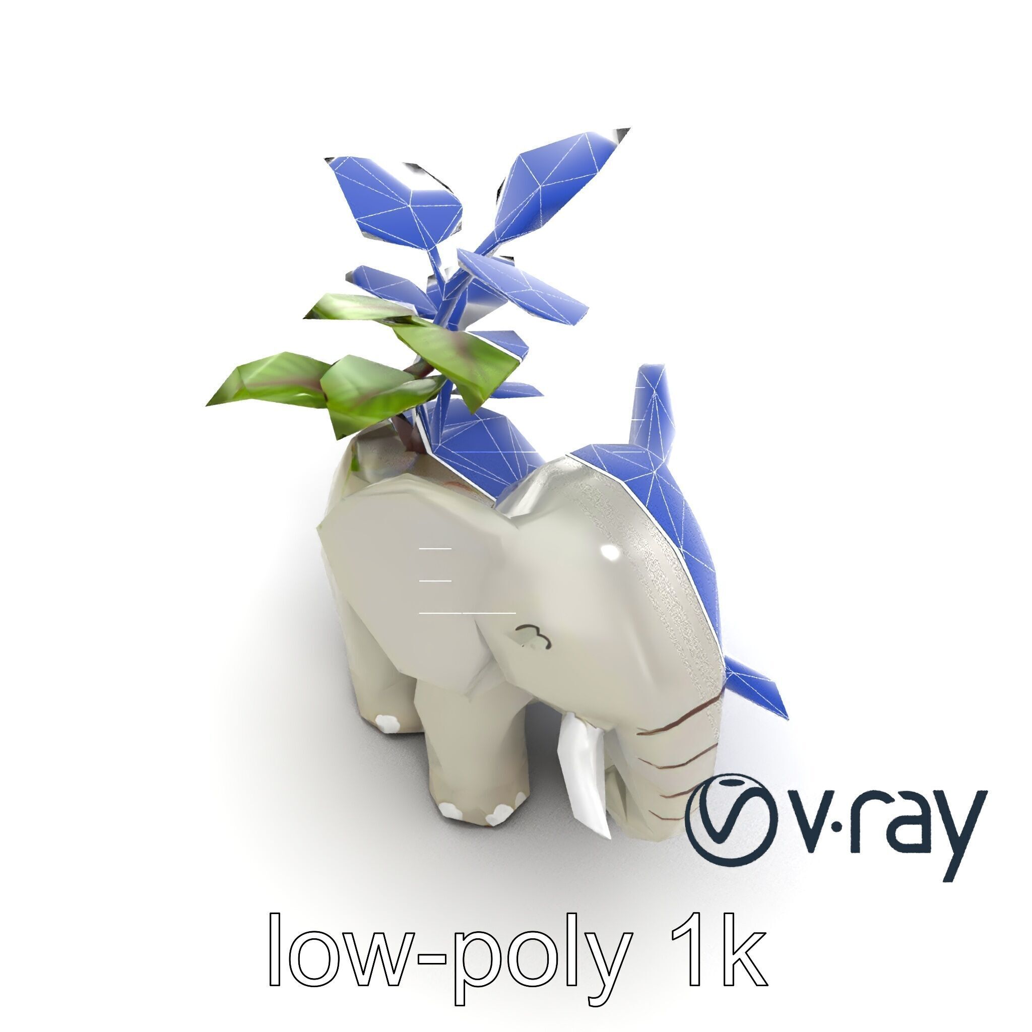 Cartoon Elephant Planter Holder model pack Low-poly 3D model_16