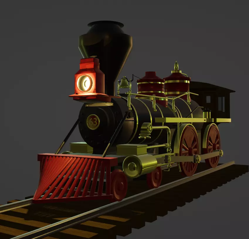 4-4-0 Steam Train 3D model_0