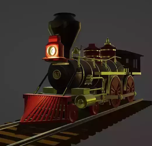 4-4-0 Steam Train 3D model