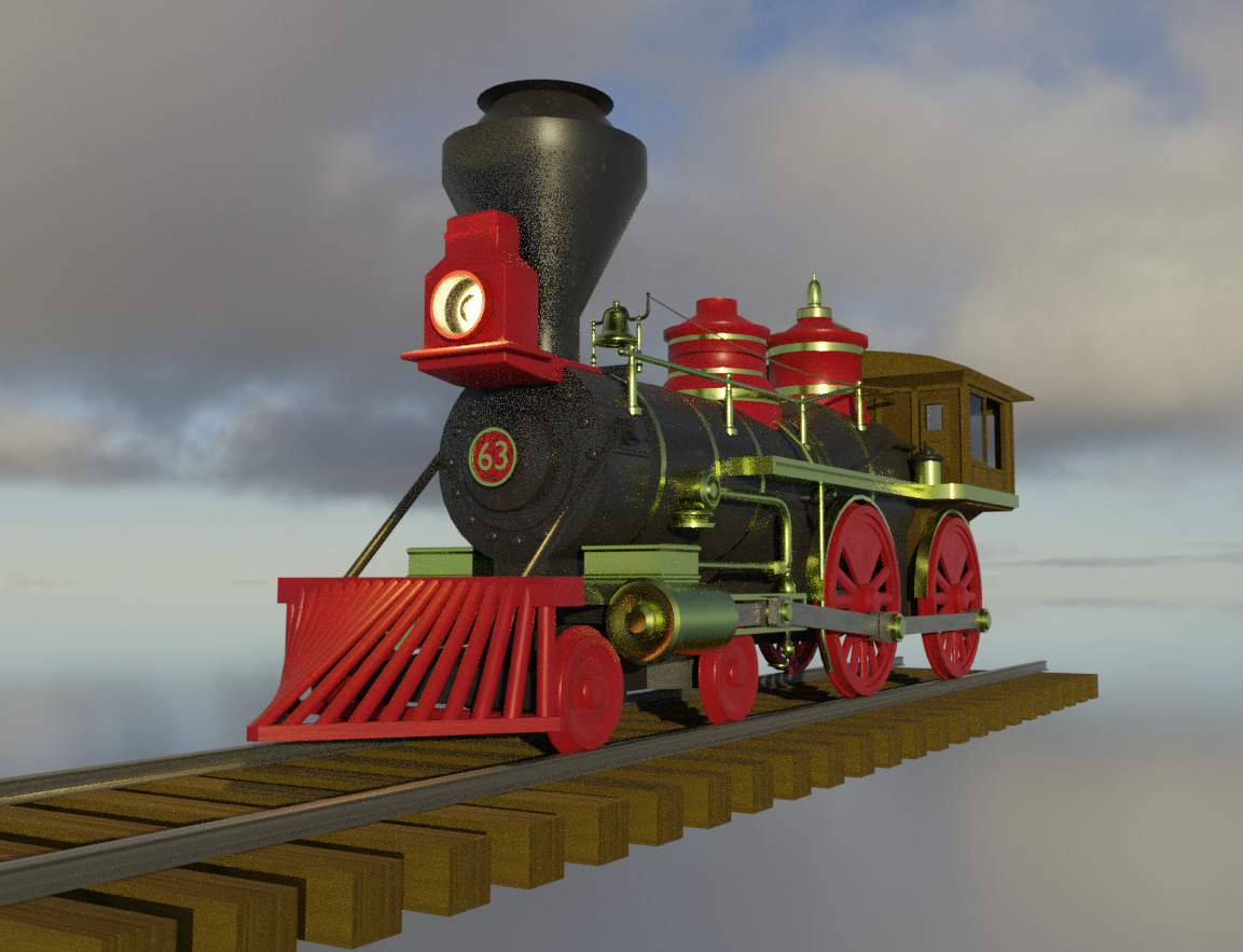 4-4-0 Steam Train 3D model_1