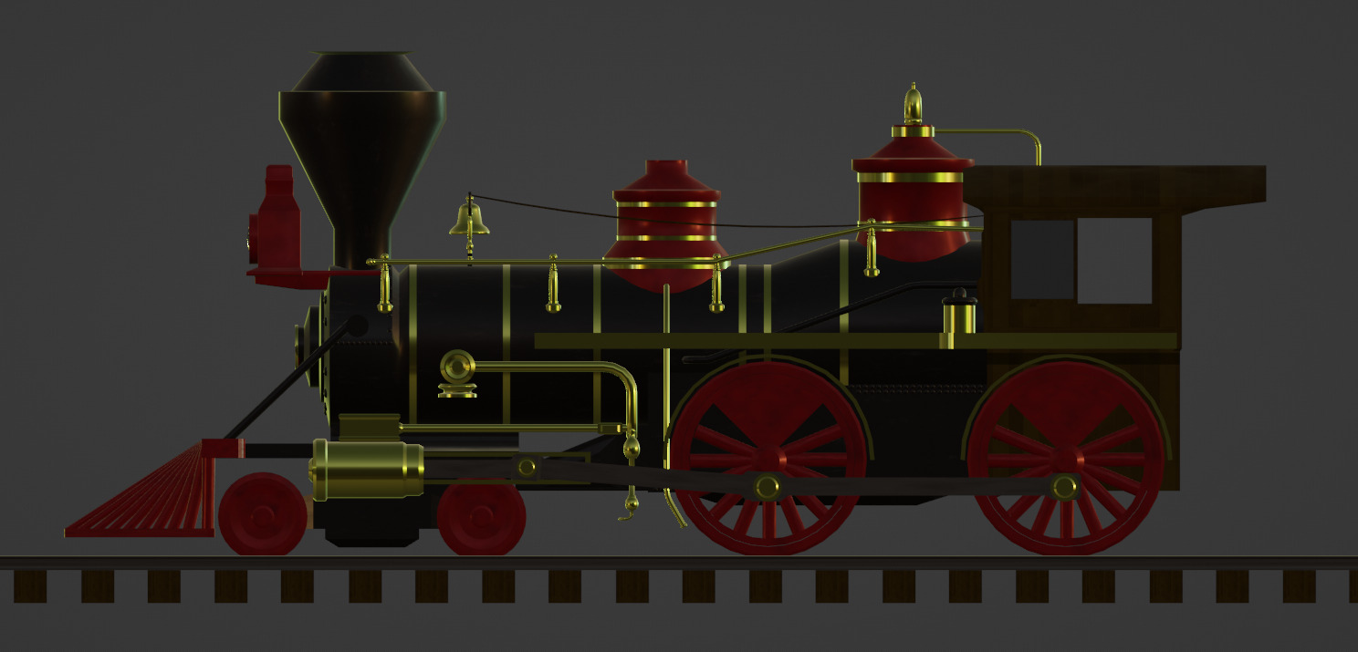 4-4-0 Steam Train 3D model_5