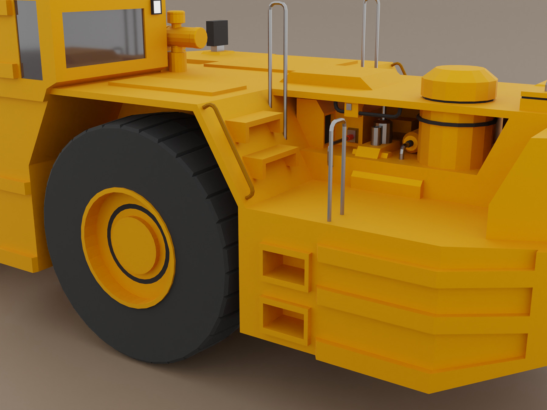Underground Mining Loader Heavy Vehicle Low-poly 3D model_6