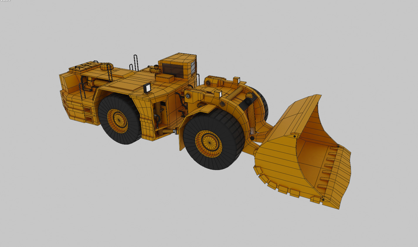 Underground Mining Loader Heavy Vehicle Low-poly 3D model_9