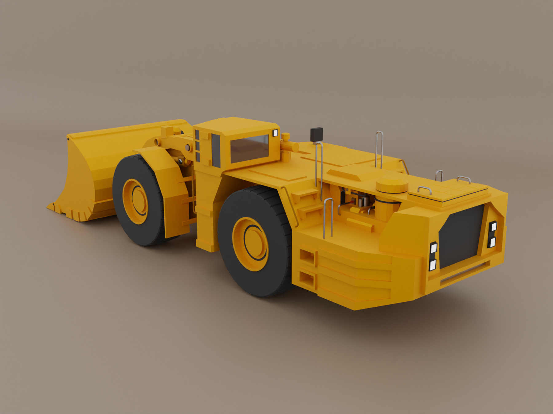 Underground Mining Loader Heavy Vehicle Low-poly 3D model_4