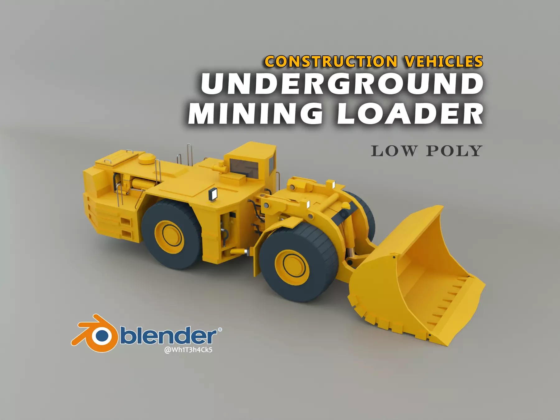 Underground Mining Loader Heavy Vehicle Low-poly 3D model_0