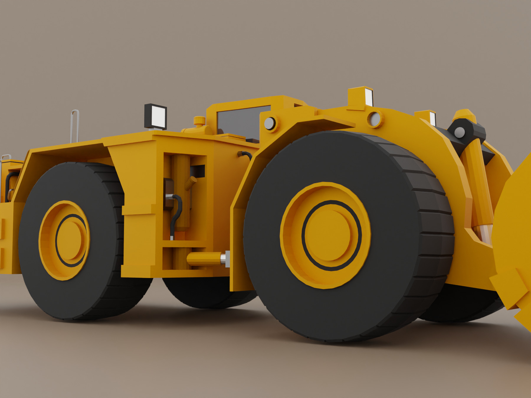 Underground Mining Loader Heavy Vehicle Low-poly 3D model_5