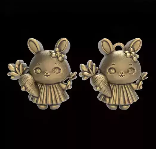 cute girl bunny holding carrot 