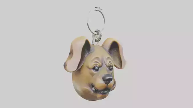Dog head keychain model Low-poly 3D model
