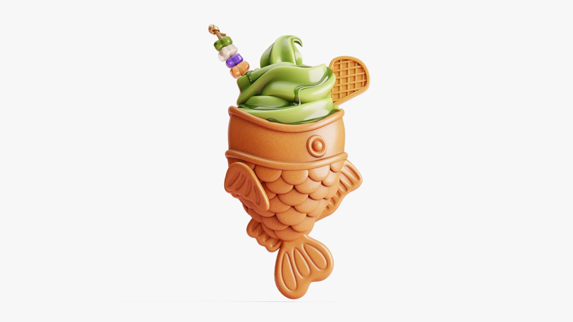 Matcha Taiyaki Ice Cream Stylized 3D model_2