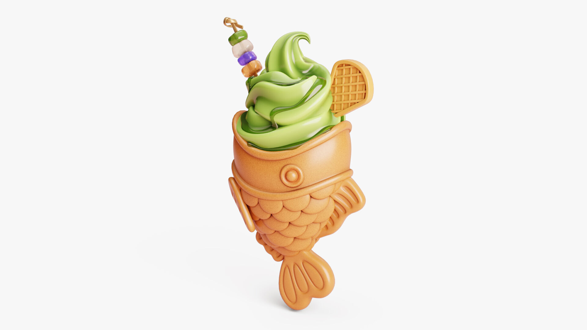 Matcha Taiyaki Ice Cream Stylized 3D model_6