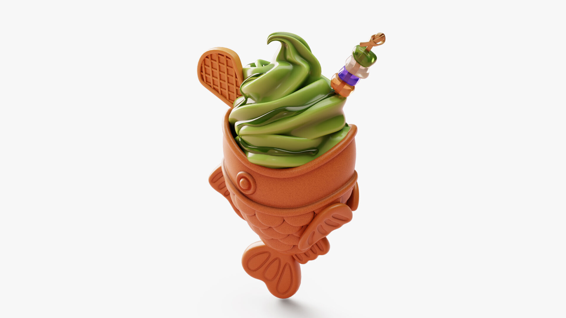 Matcha Taiyaki Ice Cream Stylized 3D model_5